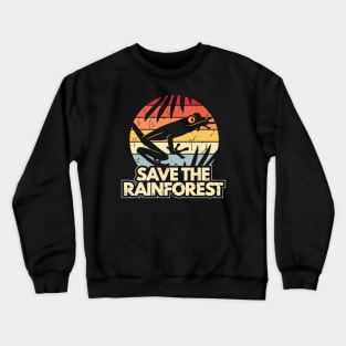 Save The Rainforest - Retro Sunset Tree Frog Crewneck Sweatshirt